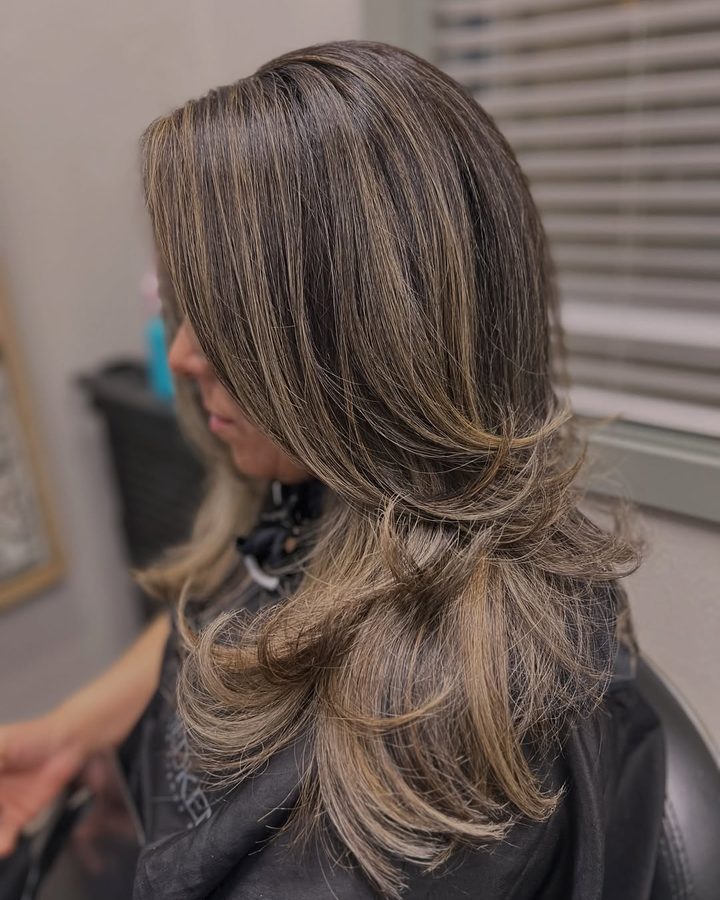 Layered blowout with dimensional highlights